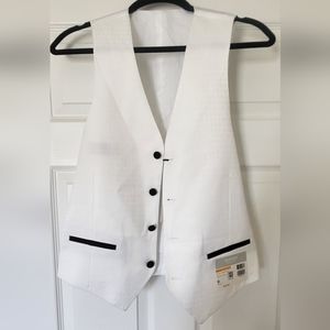 NWT Slim-fit Vest White Pattern With Black Accents Alfani Mens Small